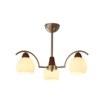 Soluna Bloom Modern Floral Glass Chandelier with Walnut Accents