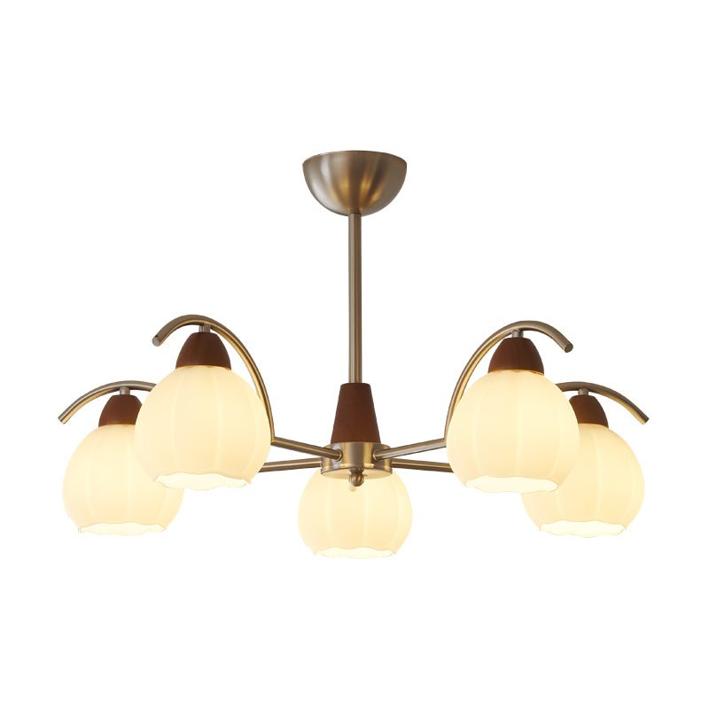 Soluna Bloom Modern Floral Glass Chandelier with Walnut Accents