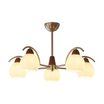 Soluna Bloom Modern Floral Glass Chandelier with Walnut Accents