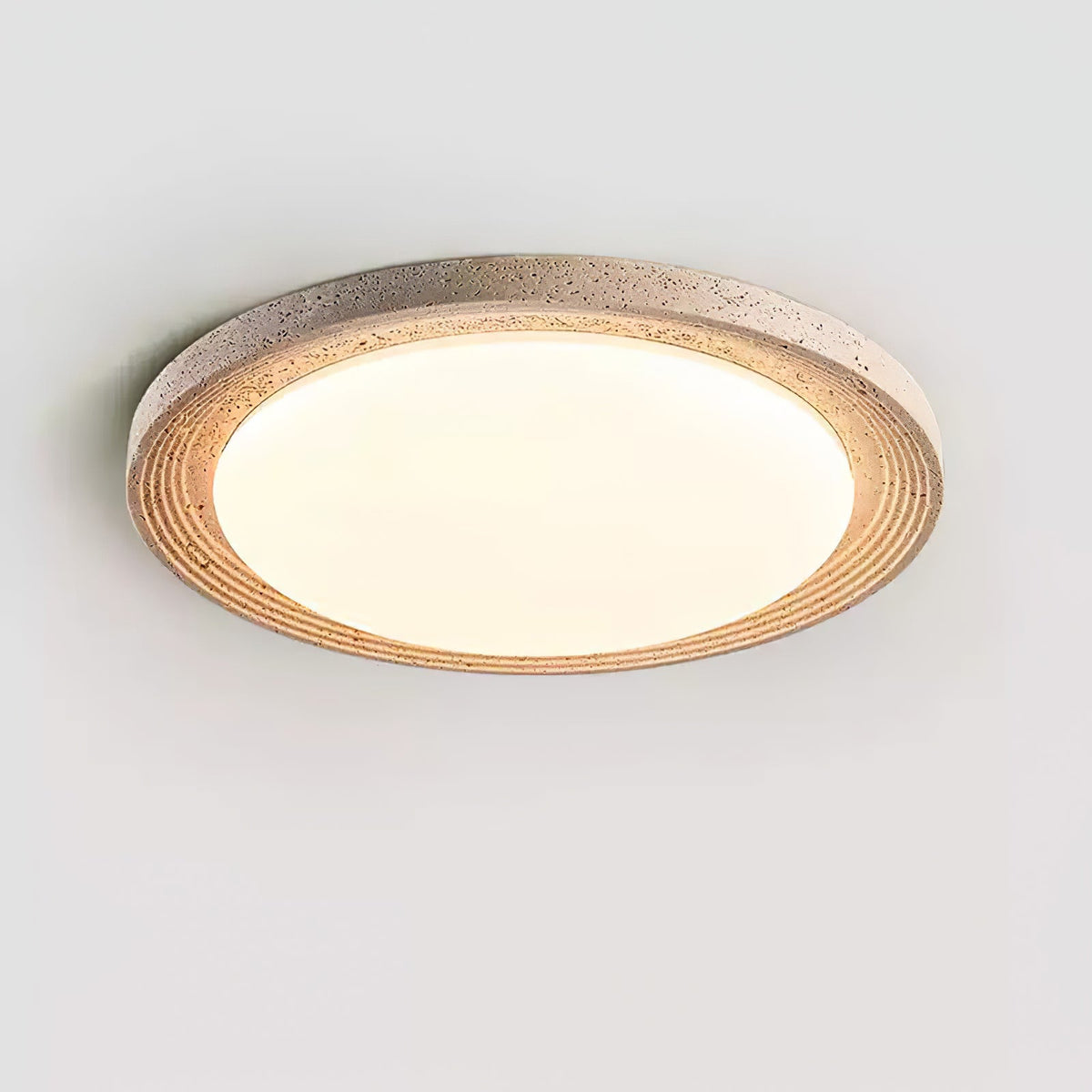 Soluna Ceiling Light in Natural Travertine – Modern Flush Mount LED
