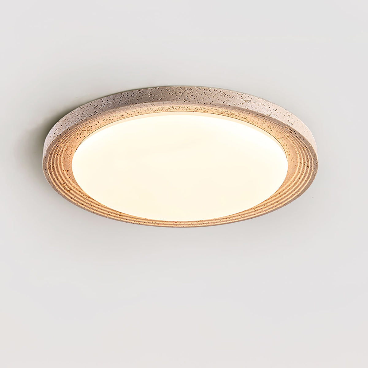 Soluna Ceiling Light in Natural Travertine – Modern Flush Mount LED