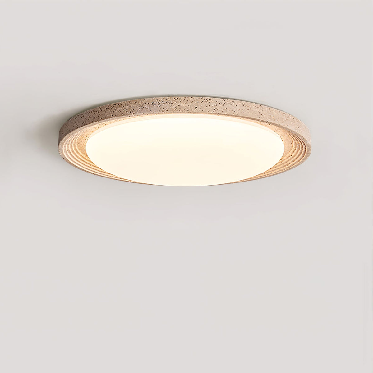 Soluna Ceiling Light in Natural Travertine – Modern Flush Mount LED