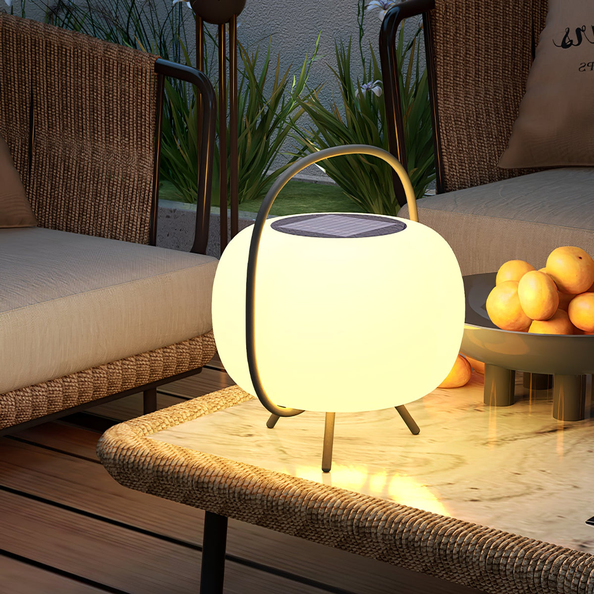 Soluna Pod Solar-Powered Outdoor Lantern with Ambient LED Glow
