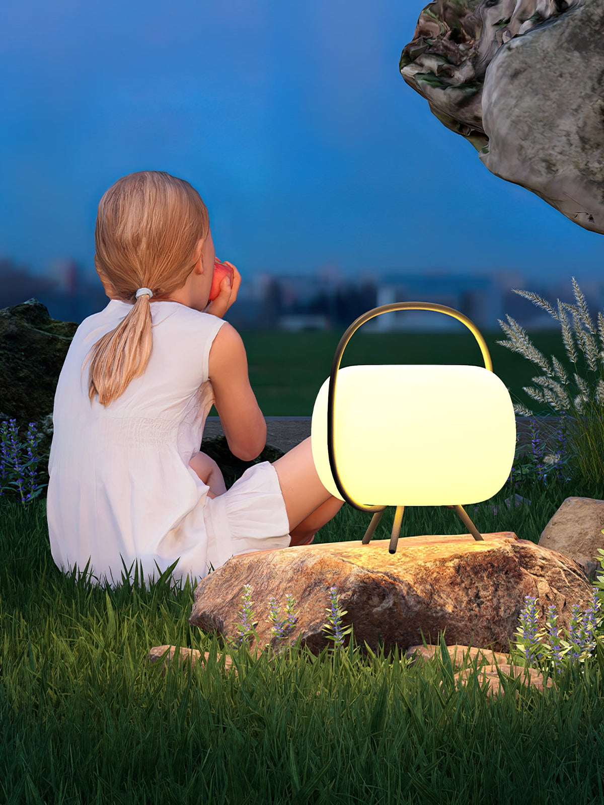 Soluna Pod Solar-Powered Outdoor Lantern with Ambient LED Glow