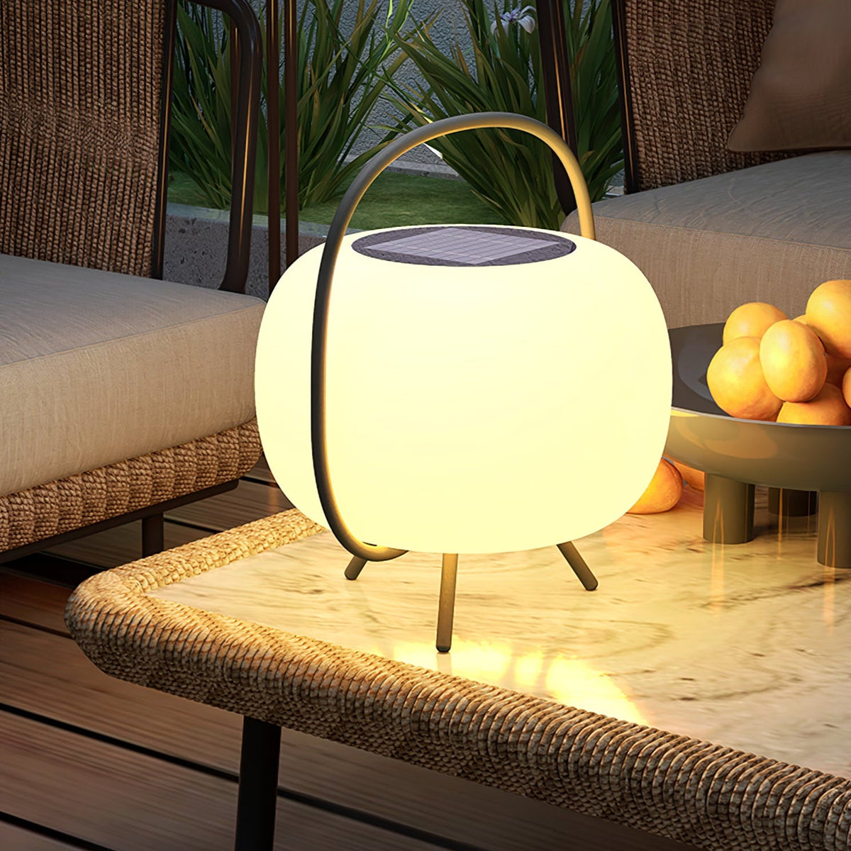 Soluna Pod Solar-Powered Outdoor Lantern with Ambient LED Glow