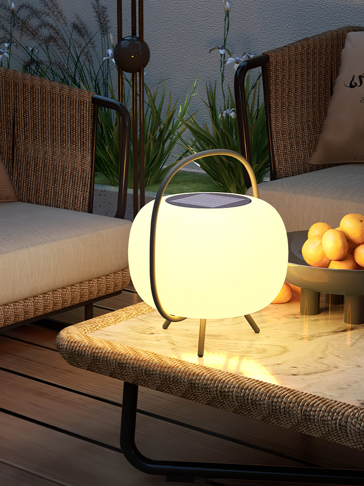 Soluna Pod Solar-Powered Outdoor Lantern with Ambient LED Glow
