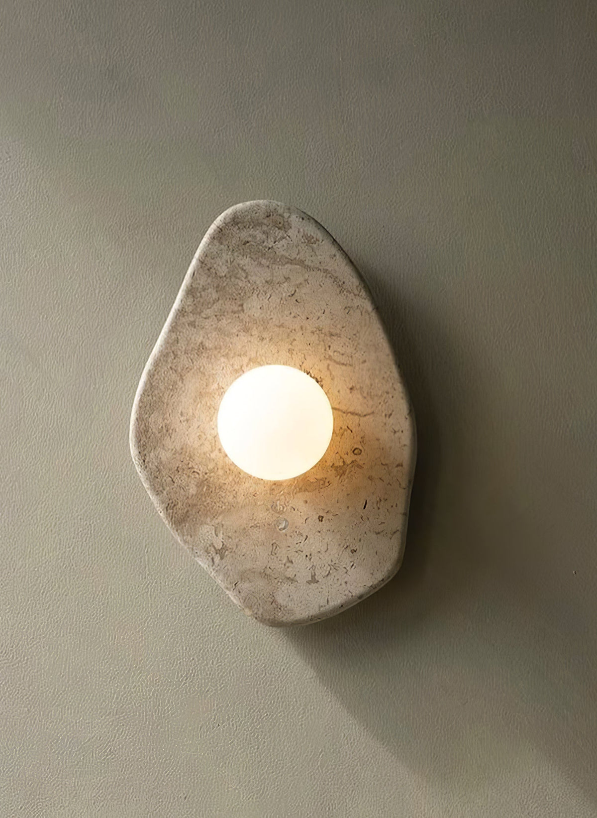 Soluna Stone Wall Sconce in Natural Marble with Warm Glow