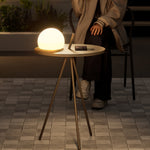 Soluna Tripod Solar Outdoor Lamp with Side Table in Silver Gray