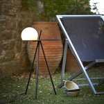 Soluna Tripod Solar Outdoor Lamp with Side Table in Silver Gray