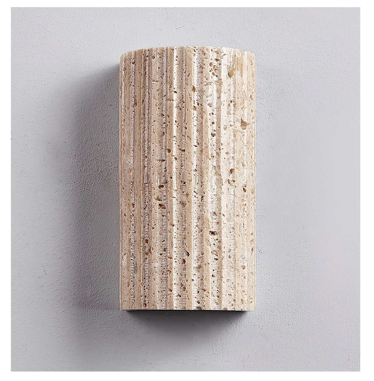 Solunar Veil Wall Sconce — Fluted Travertine LED Wall Light