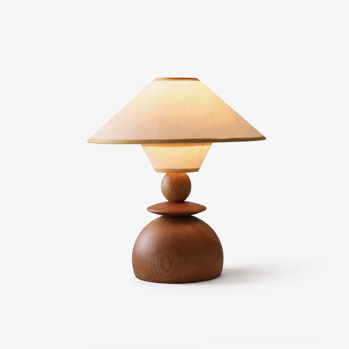 Solvane Sculptural Wood Table Lamp with Fabric Shade