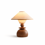 Solvane Sculptural Wood Table Lamp with Fabric Shade