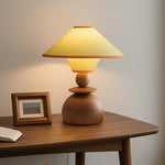 Solvane Sculptural Wood Table Lamp with Fabric Shade