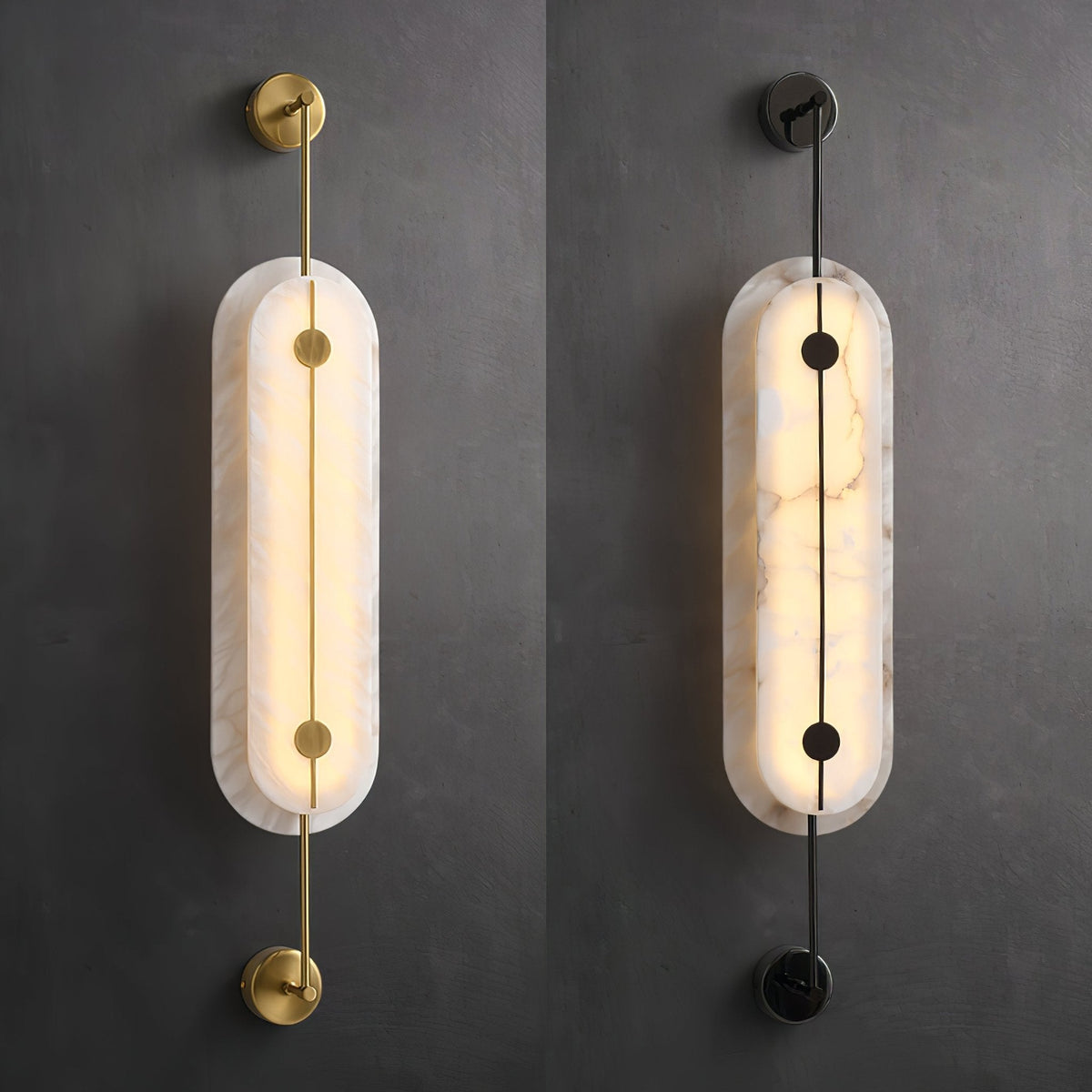 Solvane Alabaster Wall Sconce – Modern Brass LED Wall Light