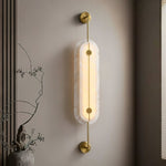 Solvane Alabaster Wall Sconce – Modern Brass LED Wall Light