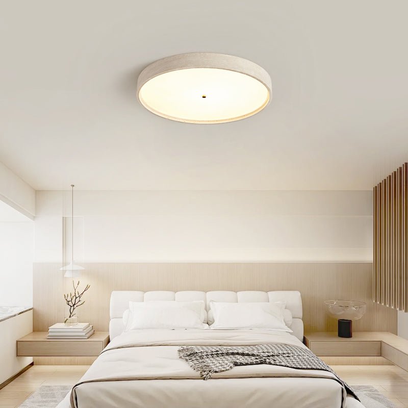 Solvara Disc Travertine Ceiling Light in Yellow Stone