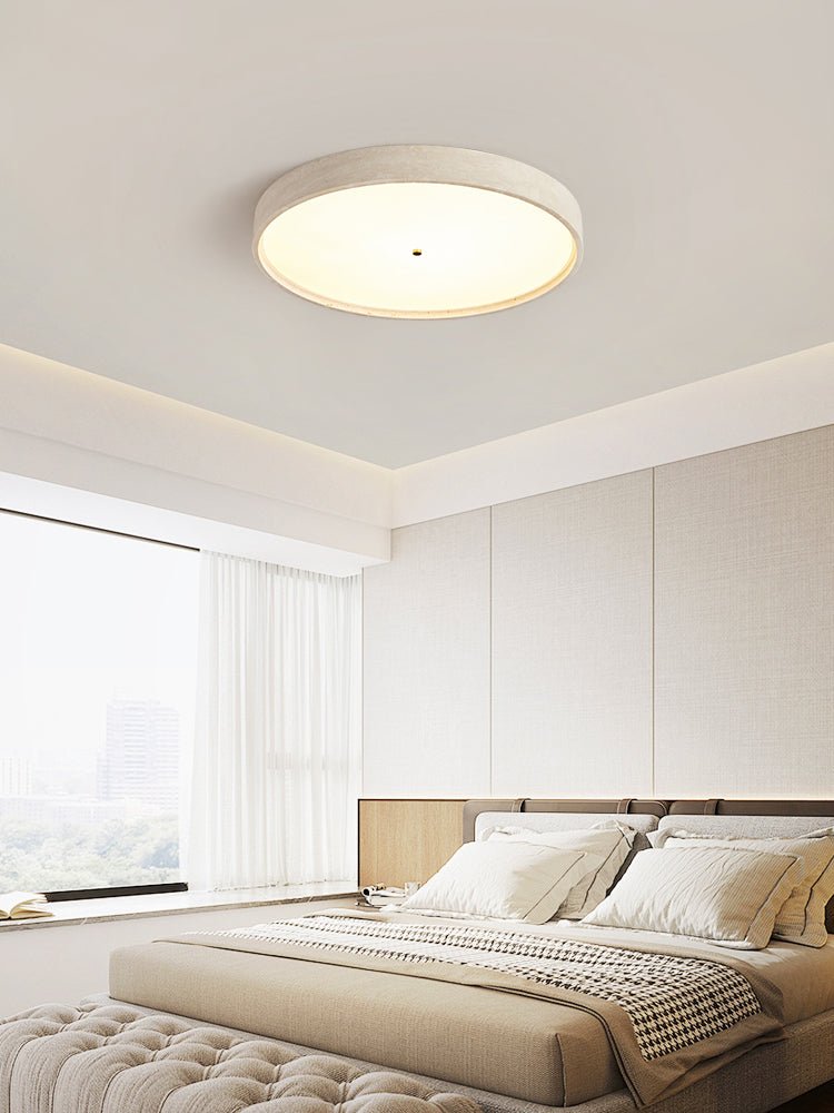 Solvara Disc Travertine Ceiling Light in Yellow Stone