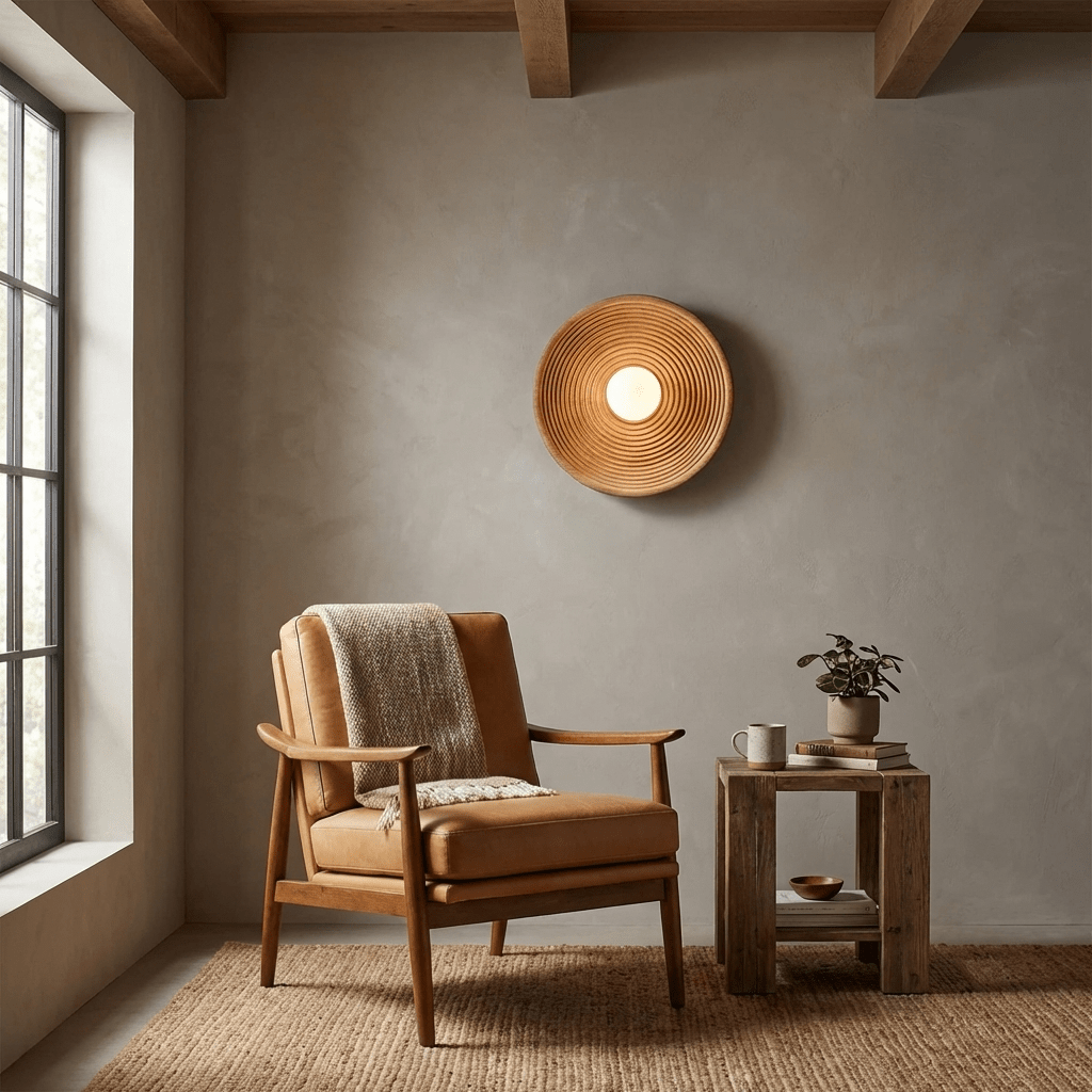 Solvara Ripple Wood Wall Sconce – Modern Sculptural Lighting