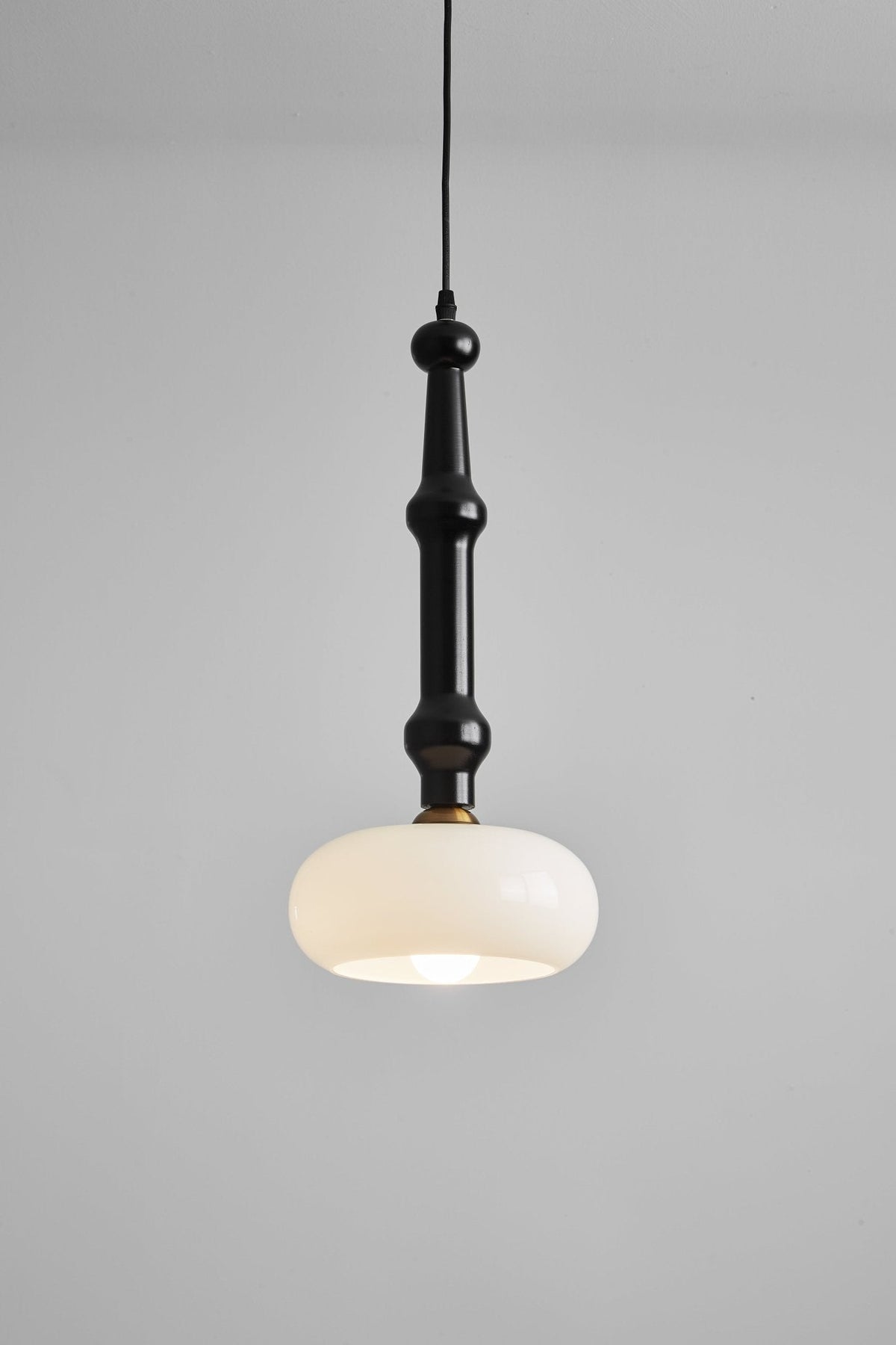 Solvra Modern Wood and Amber Glass Pendant Light for Dining Room