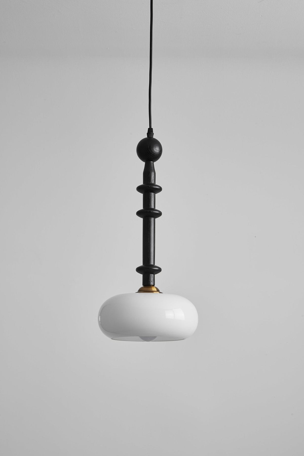 Solvra Modern Wood and Amber Glass Pendant Light for Dining Room