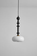 Solvra Modern Wood and Amber Glass Pendant Light for Dining Room