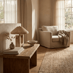 Solvra Sculptural Travertine Table Lamp with Brass Accents
