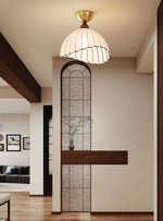Sona Fabric Dome Ceiling Light in Walnut and Gold