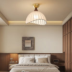 Sona Fabric Dome Ceiling Light in Walnut and Gold