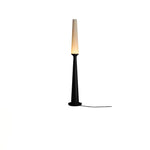 Sora Totem Floor Lamp — Sculptural Solid Wood Base with Fabric Shade