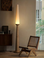 Sora Totem Floor Lamp — Sculptural Solid Wood Base with Fabric Shade