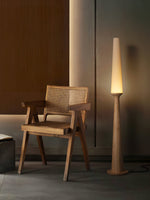 Sora Totem Floor Lamp — Sculptural Solid Wood Base with Fabric Shade