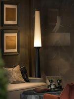 Sora Totem Floor Lamp — Sculptural Solid Wood Base with Fabric Shade
