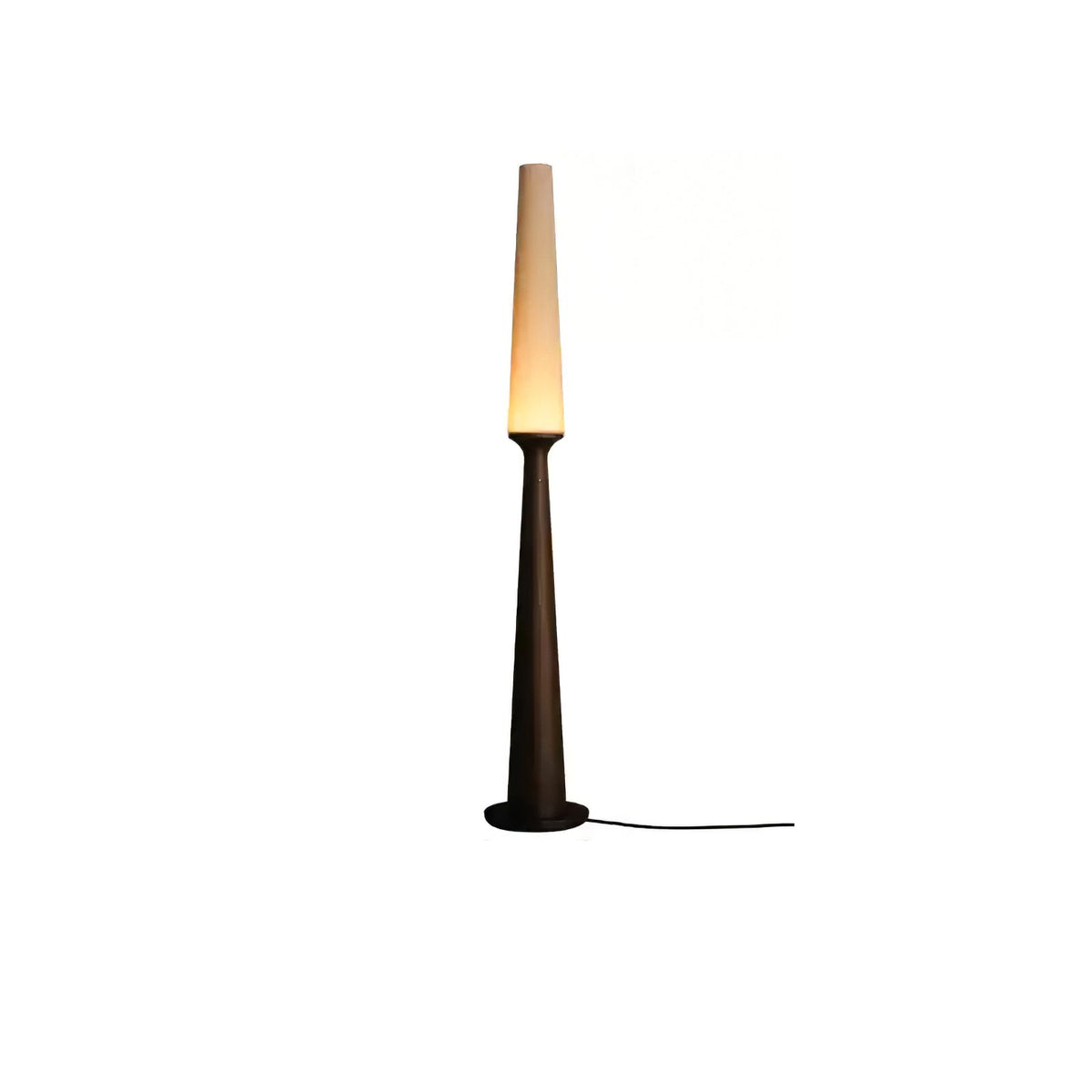 Sora Totem Floor Lamp — Sculptural Solid Wood Base with Fabric Shade
