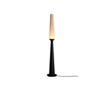 Sora Totem Floor Lamp — Sculptural Solid Wood Base with Fabric Shade