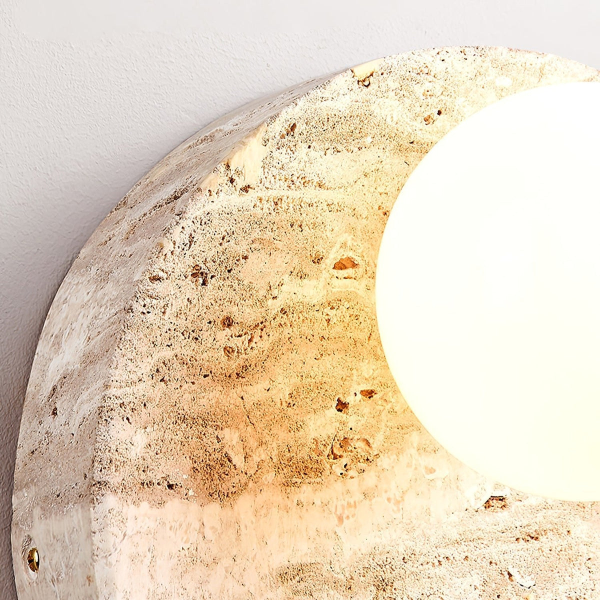 Sorella Travertine Wall Sconce with Opal Glass Globe