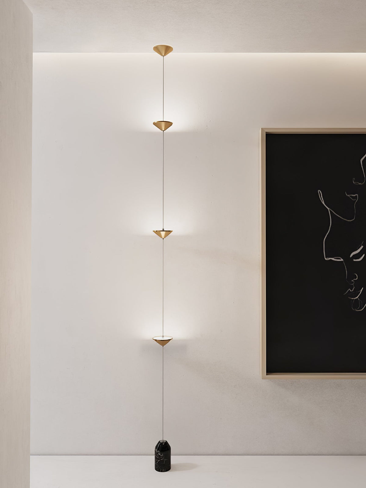 Soreluna LED Linear Pendant Light with Marble Counterweight