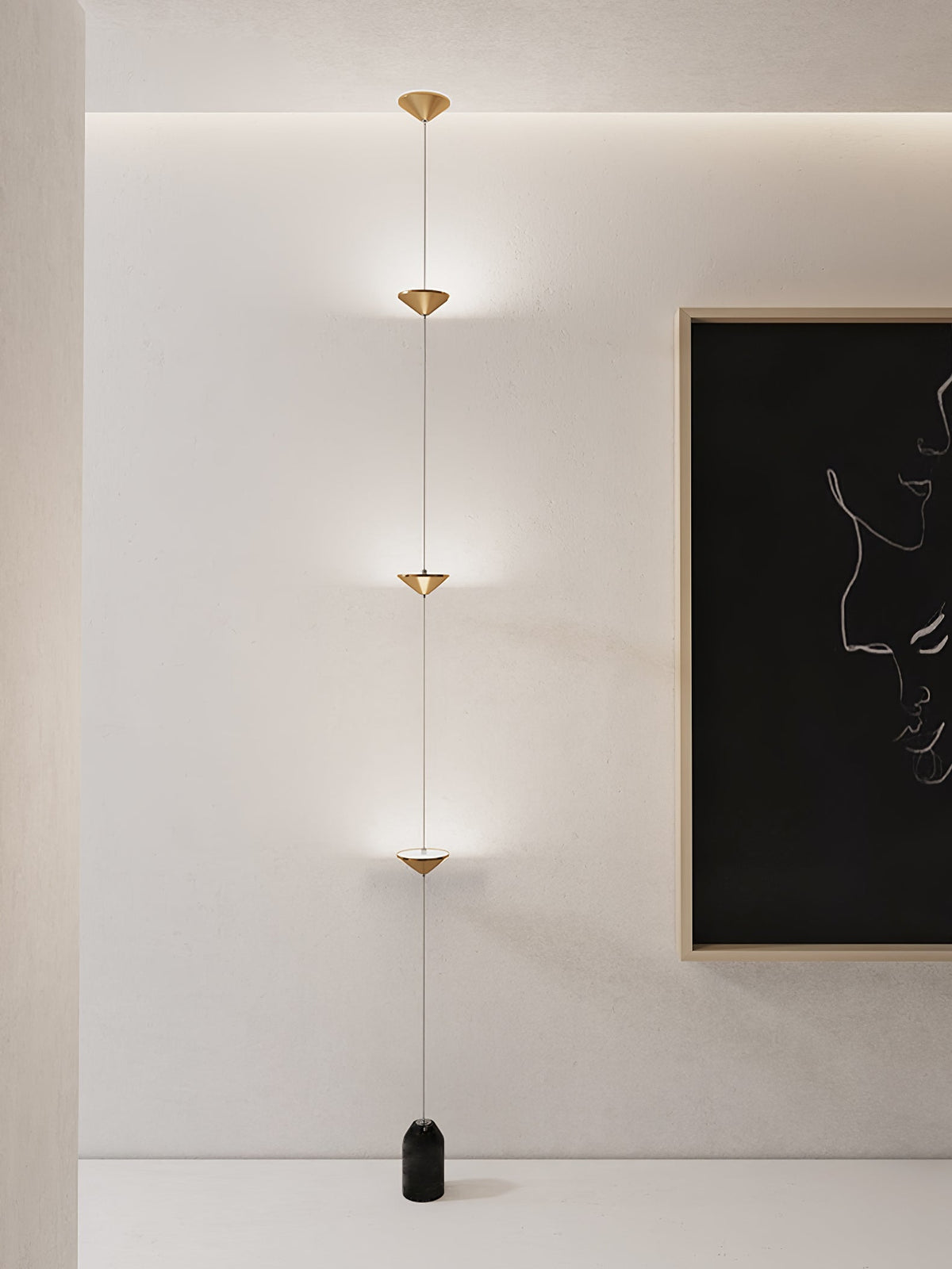 Soreluna LED Linear Pendant Light with Marble Counterweight