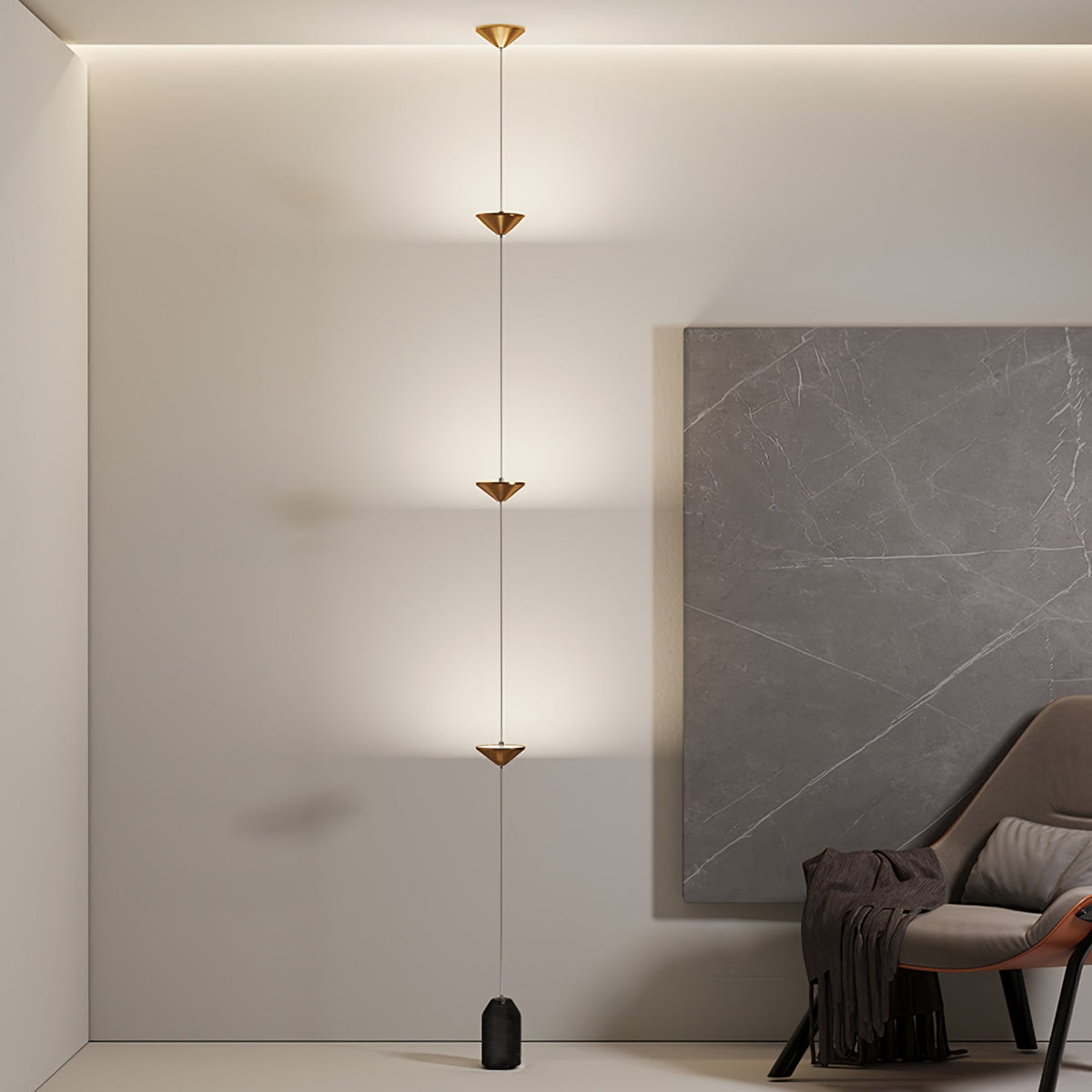 Soreluna LED Linear Pendant Light with Marble Counterweight