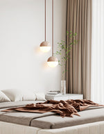 Soren Travertine Pendant Light – Natural Stone & Opal Glass Sphere