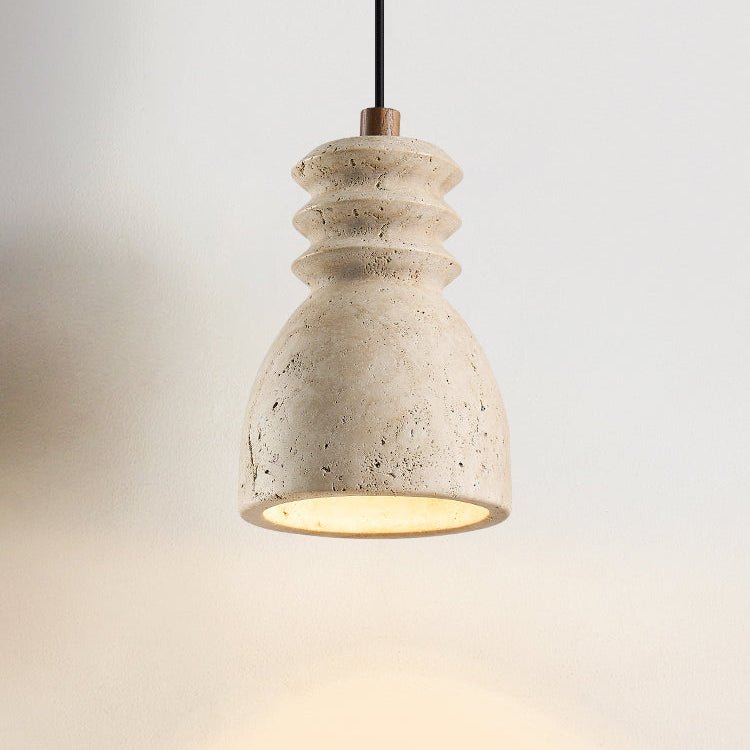 Sorenna Pendant Light in Yellow Travertine | Modern Organic Designer Lamp