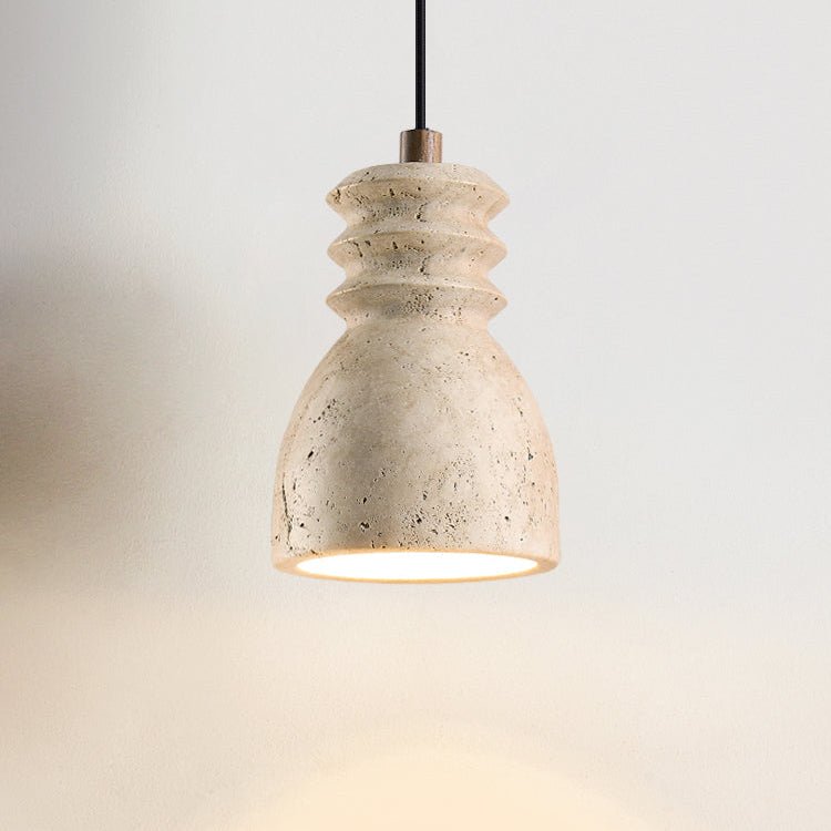 Sorenna Pendant Light in Yellow Travertine | Modern Organic Designer Lamp