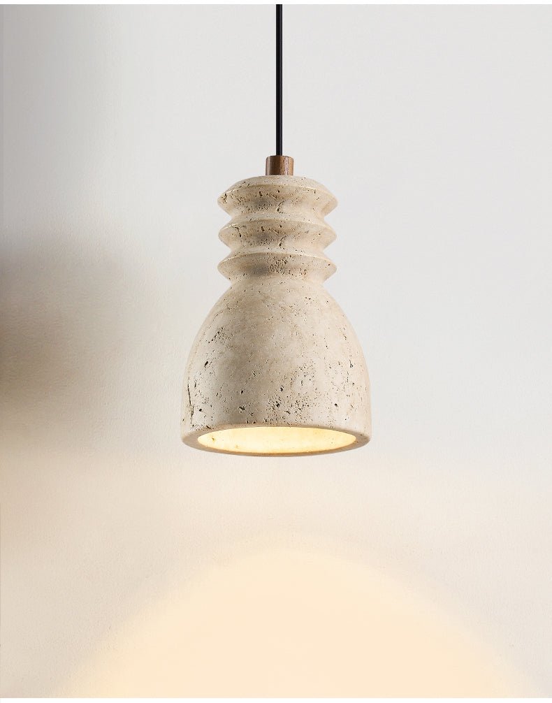 Sorenna Pendant Light in Yellow Travertine | Modern Organic Designer Lamp