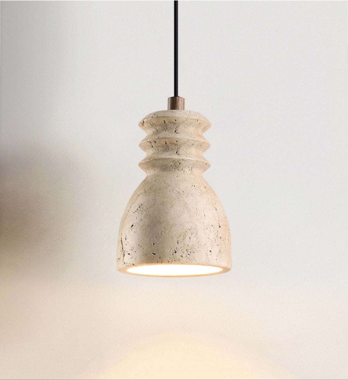 Sorenna Pendant Light in Yellow Travertine | Modern Organic Designer Lamp
