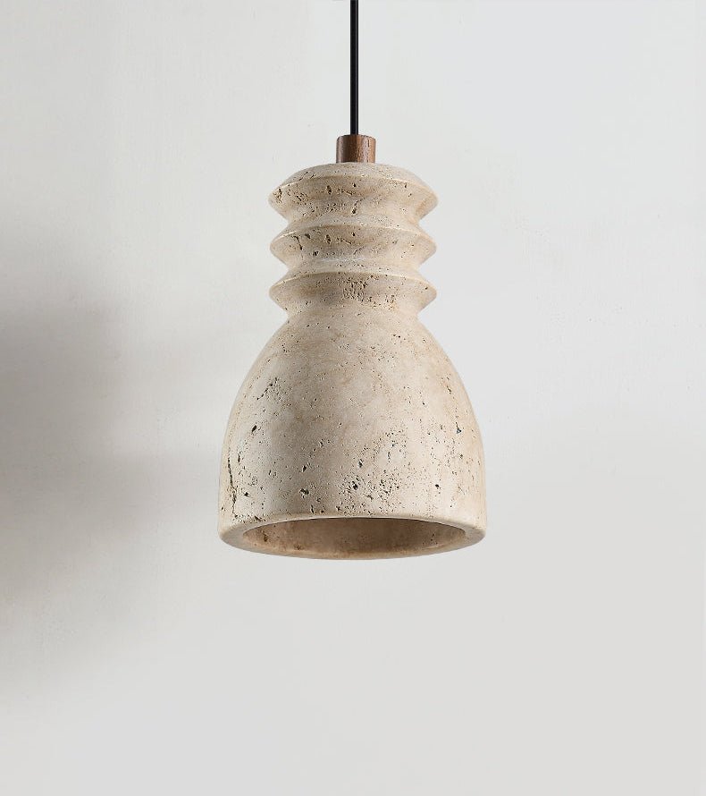 Sorenna Pendant Light in Yellow Travertine | Modern Organic Designer Lamp