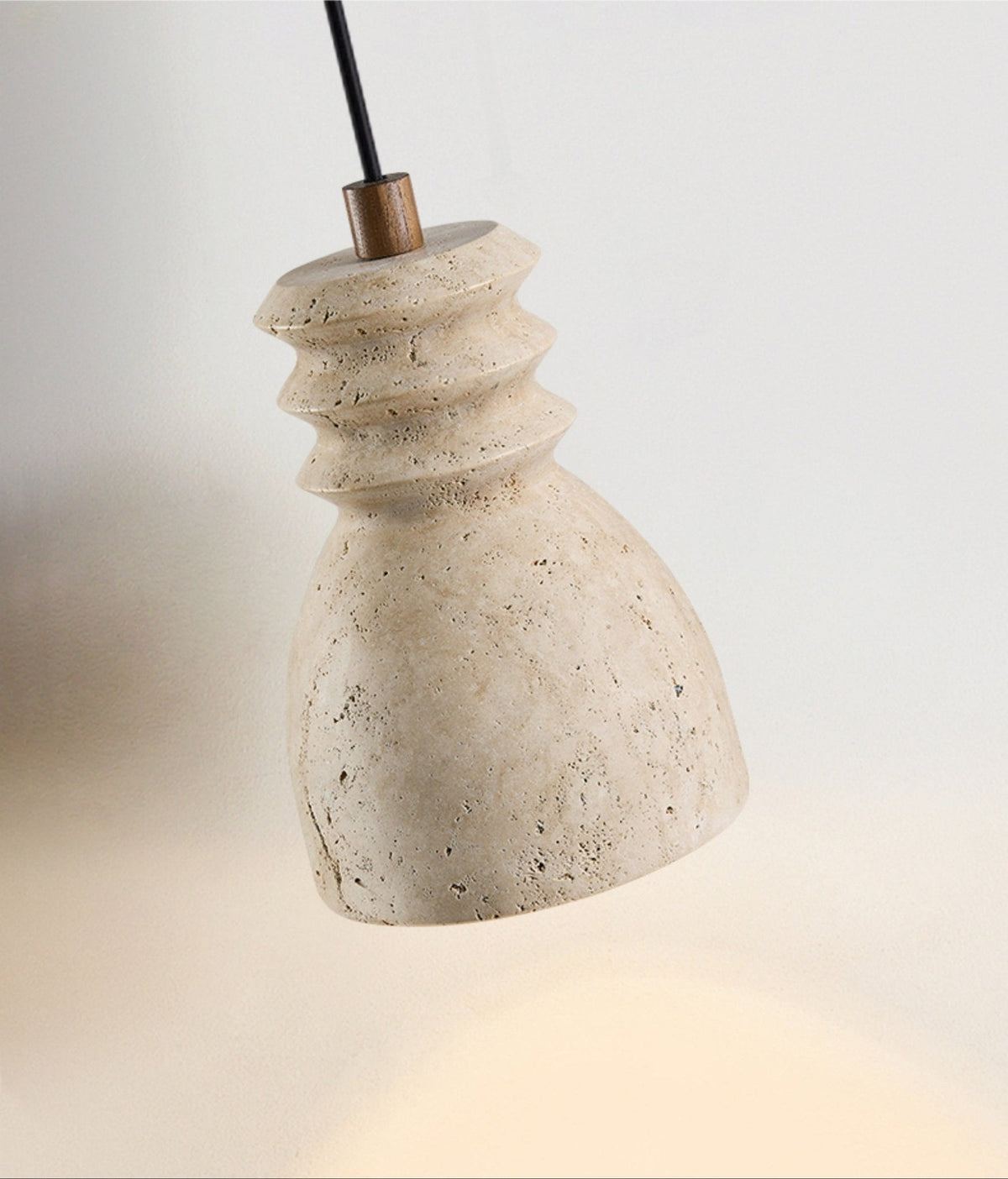 Sorenna Pendant Light in Yellow Travertine | Modern Organic Designer Lamp