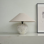 Speckled Ceramic Table Lamp with Fabric Shade for Bedroom & Living Room