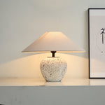 Speckled Ceramic Table Lamp with Fabric Shade for Bedroom & Living Room