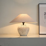 Speckled Ceramic Table Lamp with Fabric Shade for Bedroom & Living Room