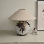 Speckled Globe Ceramic Table Lamp — Artisanal Wabi-Sabi Accent Light