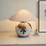 Speckled Globe Ceramic Table Lamp — Artisanal Wabi-Sabi Accent Light